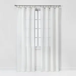 1pc 54"x84" Sheer Contrast Edge Window Curtain Panel White/Natural - Threshold