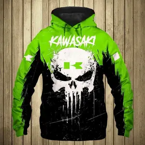 Kawasaki Hoodie 3D Teem Racing All Over Printed For Gift Lovely Green New