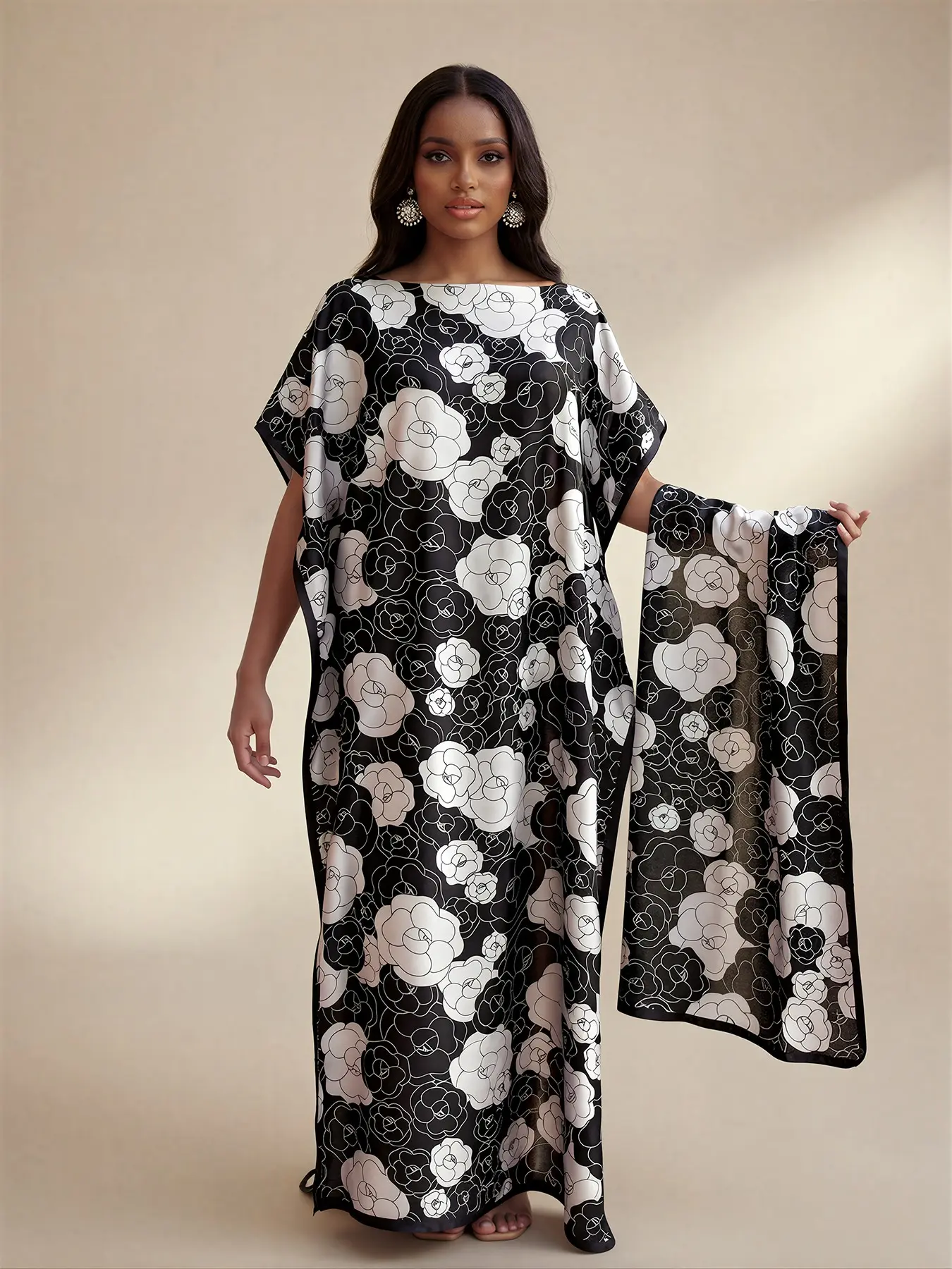 Women's Ditsy Floral Print Robe Set with Small Scarf Shawl, Beach Decoration, Sun Protection, Windproof, Casual Daily Wear, Swimsuit Coverup, Beach Coverups