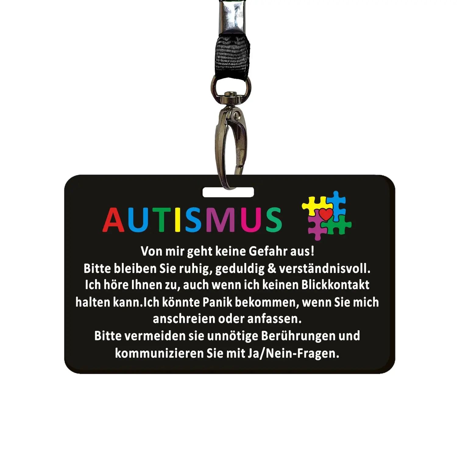 1pc Autism Recognition Card German Version, 9x5.4cm PVC ID Card with Lanyard, Unisex Communication Aid for Adults and Children