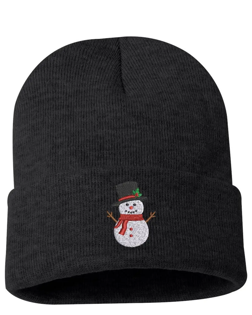 Snowman Embroidered Cuffed Beanie, Snow Man Hat, Christmas Cuffed Beanie, Holiday Hat, Festive Beanie