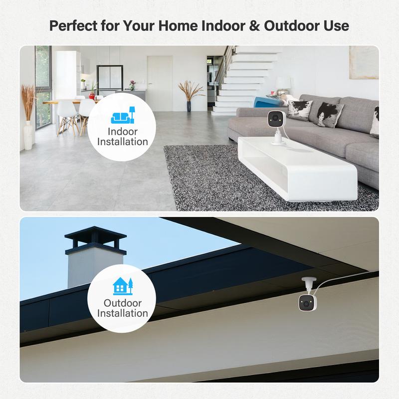 Jennov Outdoor/Indoor Security Camera, Surveillance 2.4G WiFi Camera , 2-Way Audio, Night Vision, Motion Detection, Indoor,easy installation without drilling (doesn't support 5G wifi)