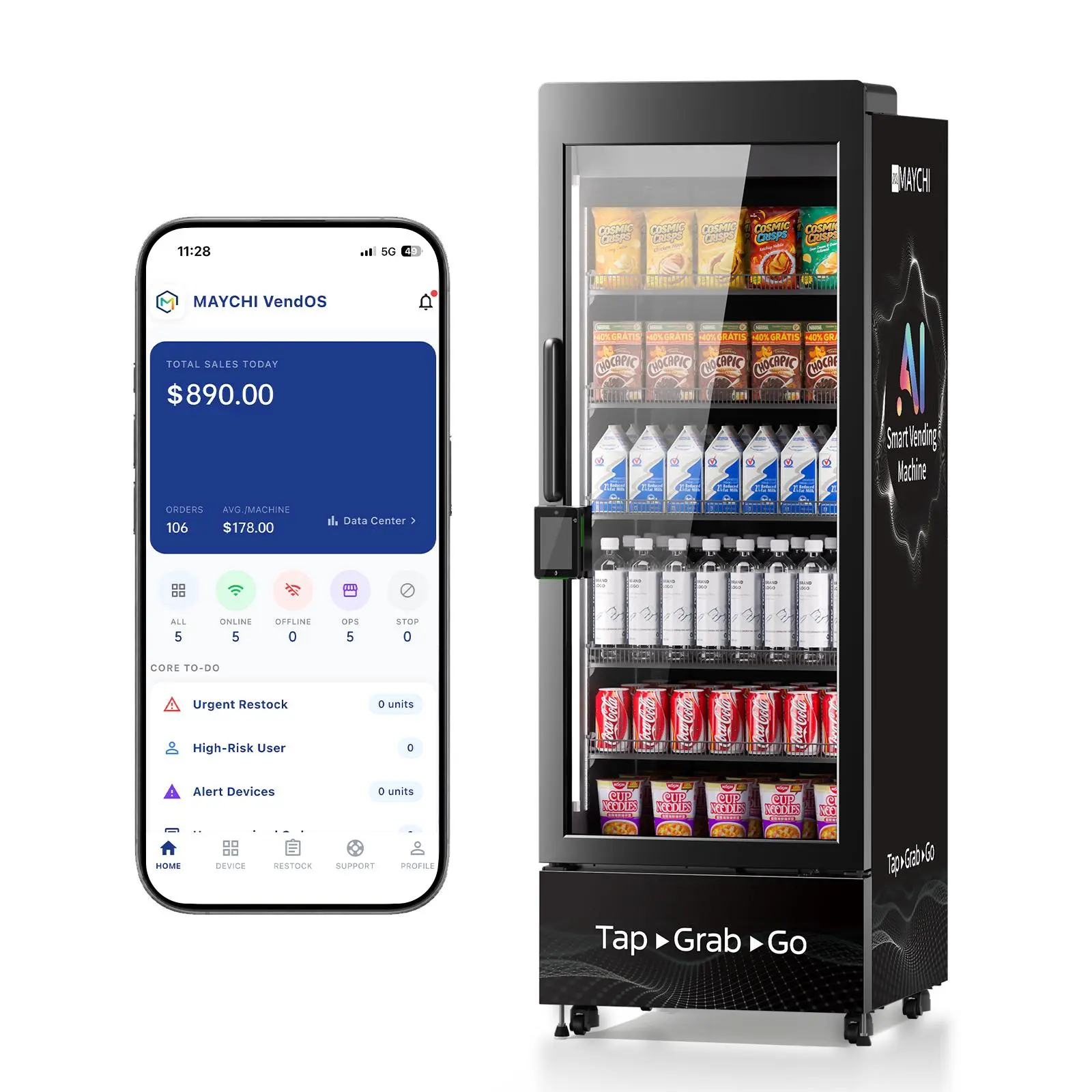 Maychi Large AI-Controlled Unattended Refrigerated Vending Machine - High-Capacity Automatic Vending Cabinet for Commercial Refrigeration Appliances Smart