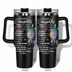 1pc 40oz/30oz/22oz/20oz/14ozCup Stainless Steel Double Layer Insulated Mug Tumbler With To My Daughter Turtle Design, Leakproof Large Capacity, Needed for Gym, Hiking, Travel Ideal Birthday Christmas Gift Perfect Gift