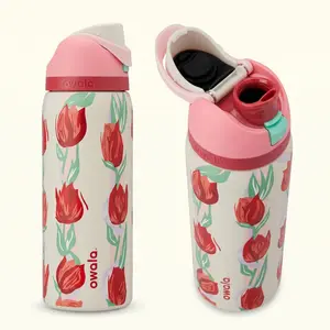 Owala FreeSip Insulated Stainless Steel Straw Water Bottle, BPA-Free Sport Water Bottle, Perfect for Travel, 32 oz, Tulip Series