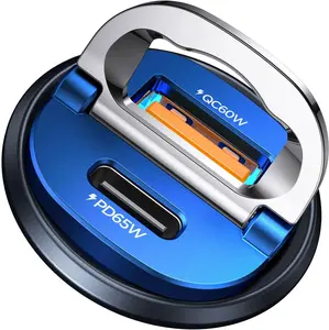 [Upgraded] 125W USB C Car Charger Super Fast Charging for iPhone 16, [PD65W & QC60W][All Metal]  Cigarette Lighter Car Charger,Dual Port for iPhone 16 15 Pro iPad Samsung S25 S24 MacBook-Blue