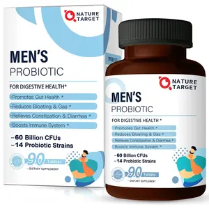 NATURE TARGET Men's Probiotics - Male Care Supplement - Supports Digestive Health & Fitness - 12 Months Single Item - Edible Dietary Supplement Healthcare Vitamin