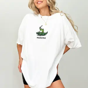 ChicCotton Huzzah Frog And Alligator Comfort Colors Shirt, Sword Knight Toad Riding Crocodile T-shirt, Weird Meme Unisex Graphic Tee