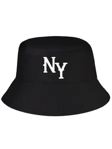 Unisex Lightweight Foldable NY Logo Print Polyester Bucket Hat - UV Protection, Adjustable Fisherman Cap for Travel, Outdoor Activities,summervibes