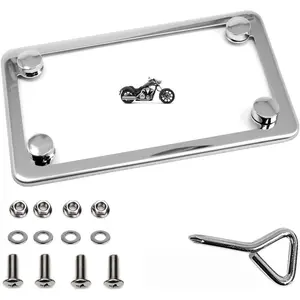 Motorcycle Polished Style Stainless Steel Plate Frame, Chrome