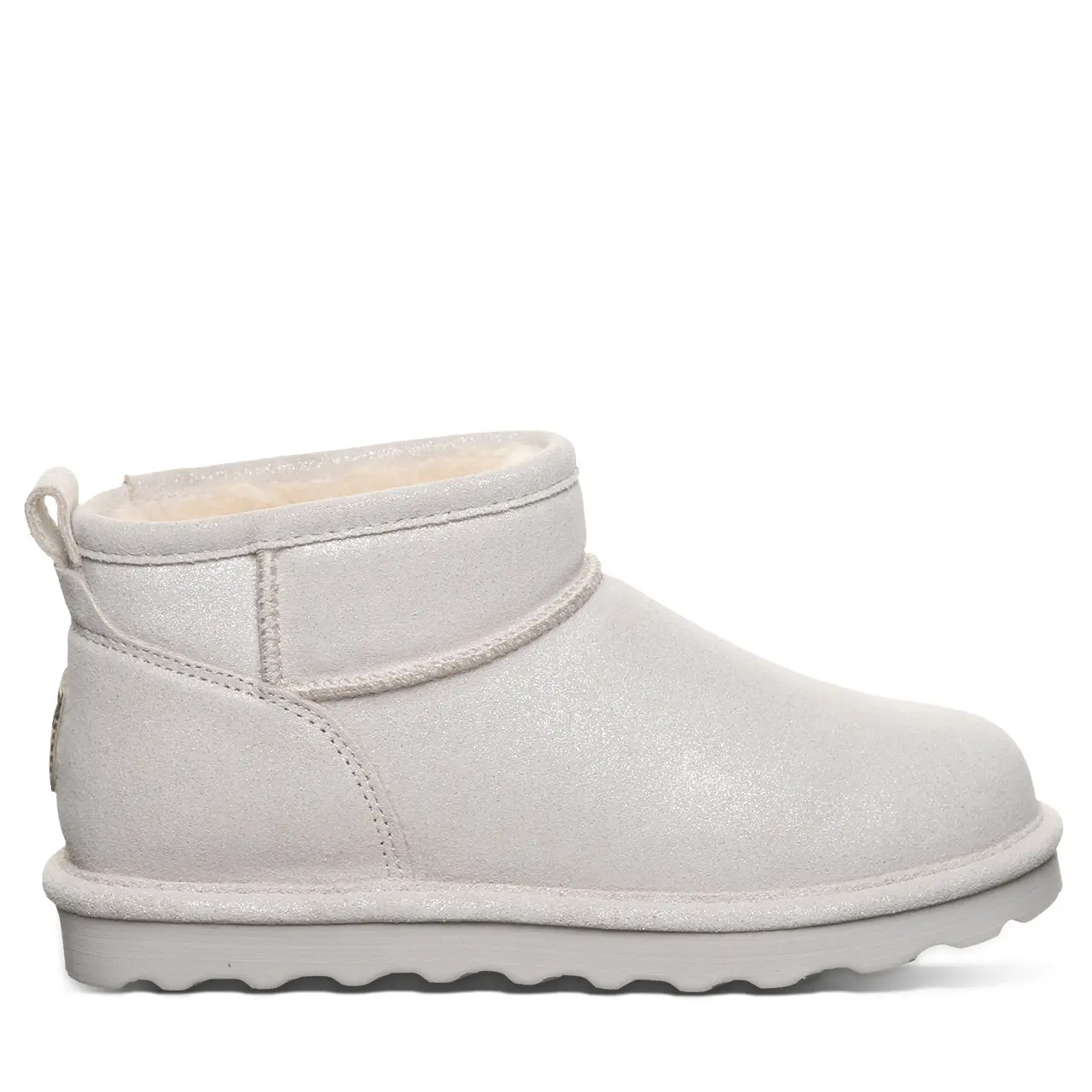 BEARPAW Sparkle Shorty Women's Glitter Suede Cozy Ankle Boots - Silver
