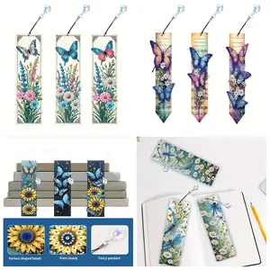 3pcs DIY Butterfly Diamond Painting Bookmarks Set, Acrylic Book Marks with Pendents, Crystal Rhinestone Diamond Art Bookmarks for Books Notes Journaling, Reading Accessories, Gifts for Friends, Suitable for Birthday Valentine's, Christmas, New Year Party