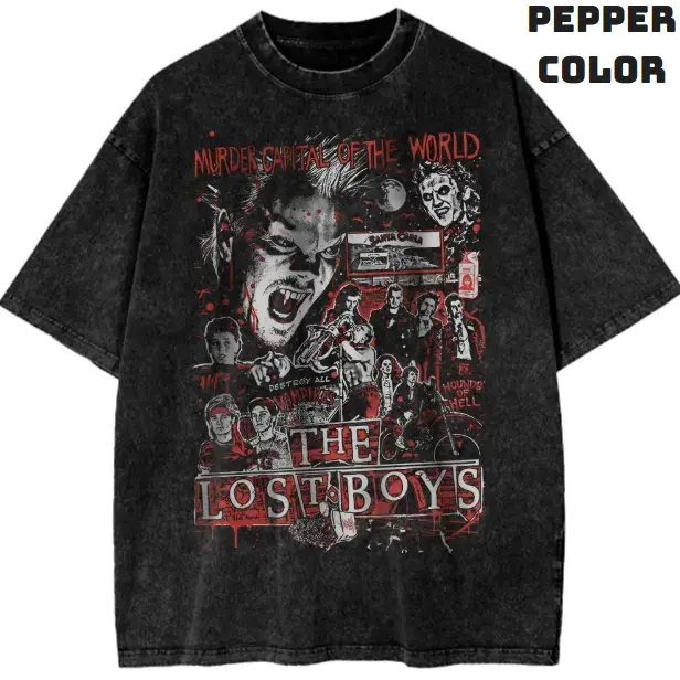 Comfort Color The Lost Boys Shirt, Horror Movie Shirts, Crew Neck Casual Tshirt, Vintage Graphic Tees, Unisex Halloween T-Shirt Gifts For Men Women Streetwear Top Menswear Womenswear