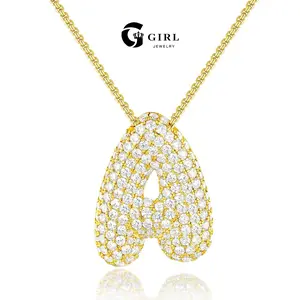 GGIRL 18k Gold-Plated 3d Bubble Letter A–Z Necklace For Women: A Chunky, Sparkling Bubble-Letter Pendant Perfect For Both Everyday Wear And Parties—A Thoughtful, Personalized Name Jewelry Gift For Her
