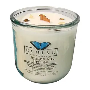 Rocks Candle - Banana Nut Brulee (Wood Wick Citrine & Tiger Eye Gemstone Soy Candle)