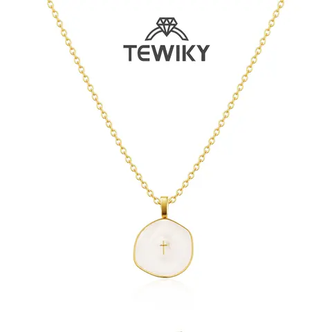 TEWIKY Gold Cross Necklace for Women Dainty Simple Cross Pendant with Enamel & Cubic Zirconia Gem Elegant Hypoallergenic Brass Jewelry Party Daily Wear For Black Friday, Christmas gifts