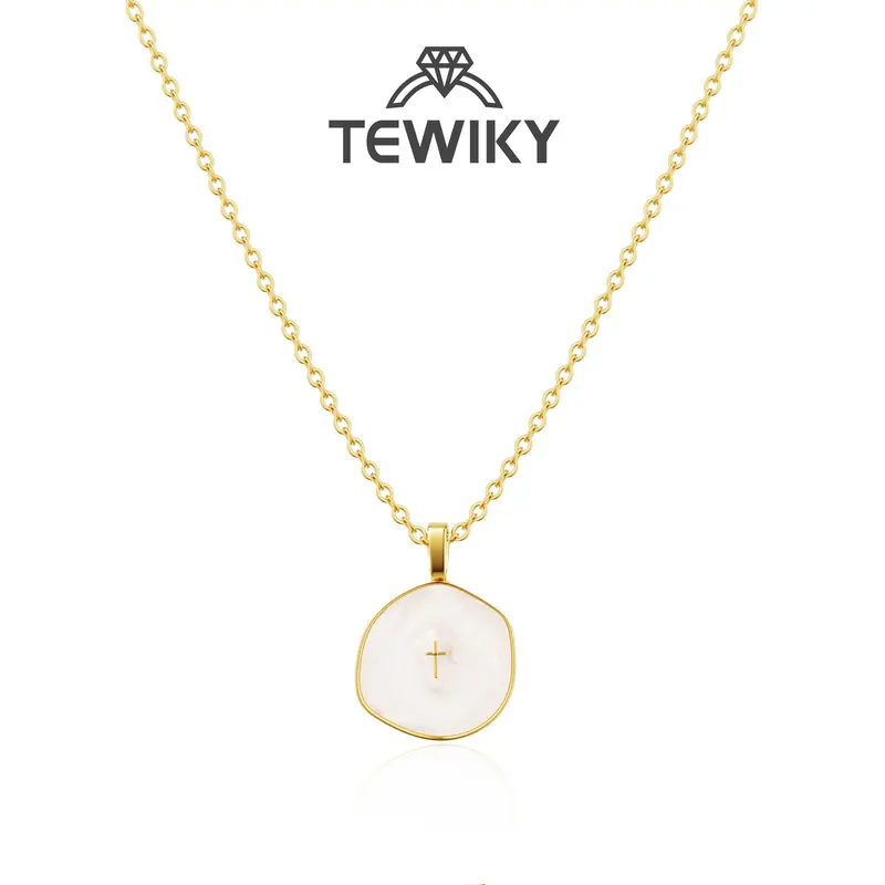 TEWIKY Gold Cross Necklace for Women Dainty Simple Cross Pendant with Enamel & Cubic Zirconia Gem Elegant Hypoallergenic Brass Jewelry Party Daily Wear For Black Friday, Christmas gifts