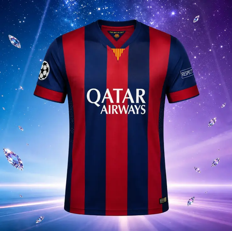 [FULL LOGO] - 14/15 Home Retro Football Jersey | Unisex Red Blue Fans Version Shirt - Personalized on Request
