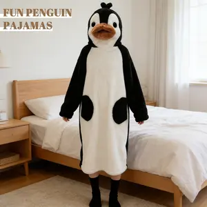 Fun Penguin Sleep Robe Set, Coral Velvet Party, Cute Cartoon Animal Home Wear, Ideal for Festivals, Cosplay, Birthdays, Casual Use