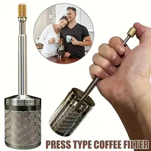 1pc Stainless Steel Manual Coffee Filter - Compact & Space-Saving Design, Durable Coffee Grounds Filter for French Press, Espresso Machines & Pour-Over Brewing, Easy Cleanup for Fresh Brews