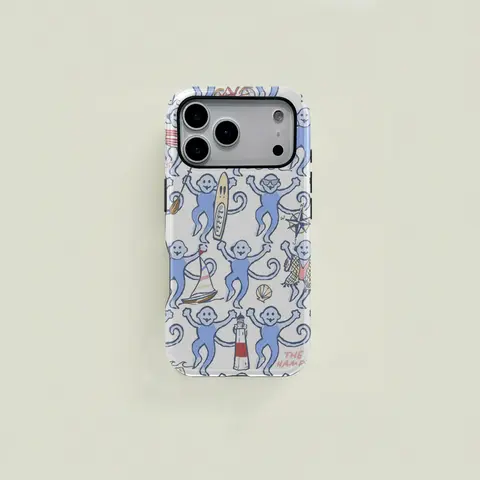 One beach resort style, nautical elements, and monkey pattern dual layer protective case. Durable 2 in 1 case, compatible with iPhone 18/17/16/15/14/13/12/11 Pro Max/Plus/Pro, and Samsung Galaxy S25/S24/S23 Ultra series. Simple and stylish phone case.