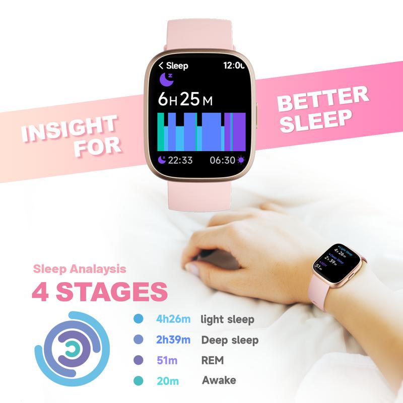 TOOBUR Smart Watch for Women Man, Fitness Tracker with Answer/Make Calls, Sports Watch with Sleep Monitor/100 Sports Models/IP68 Waterproof Pedometer, Smartwatch Compatible Android iOS