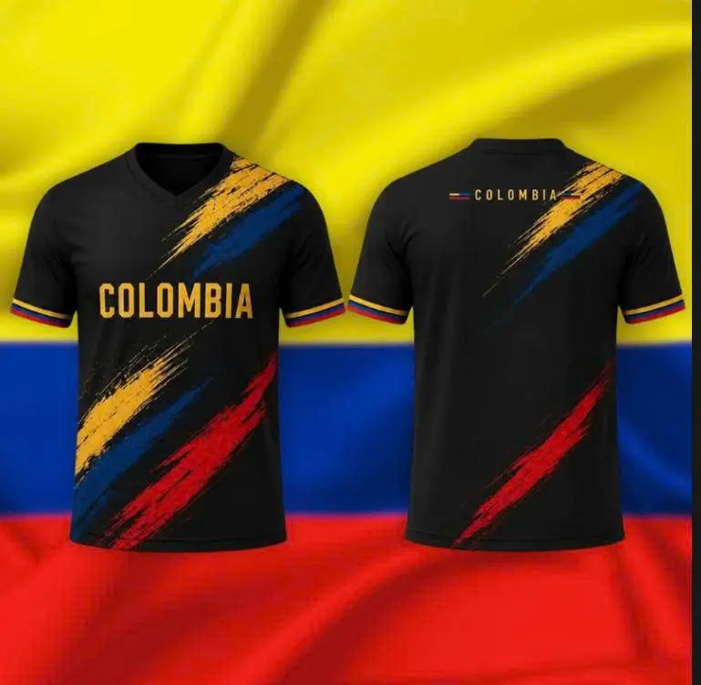 Colombia Soccer Jersey | Unisex Colombia Football Shirt | Black Patriotic Fan Tee with Colombia Flag Colors | Lightweight Sports Jersey for Game Day, Travel & Casual Wear