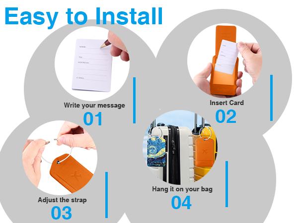 Smart Luggage Tag with Find My(IOS Only), Premium Leather Luggage Tags for Suitcase, Travel Bags, Backpacks, Anti-Lost Suitcase Tag Tracker for Travel with Privacy Name Card, Rechargeable