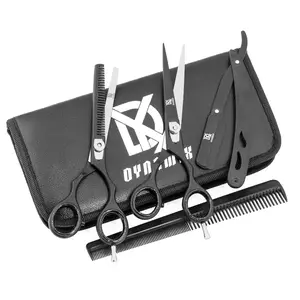 Professional Hair Cutting & Thinning Scissors Set –  Barber Shears Salon Kit Haircare Case Stainless Straight scissors, Straight razor & Comb