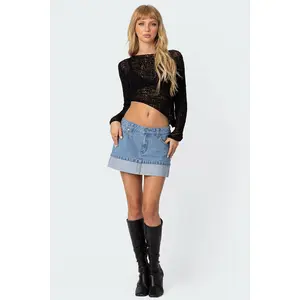 Folded Denim Mini Skirt Folded Denim Mini Skirt