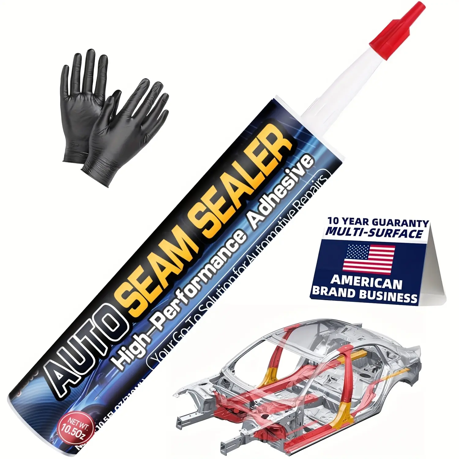 White Professional Grade Automotive Seam Sealer, 10.5Oz Heavy Duty Waterproof Adhesive Sealer - Liquid, Multi-Purpose, Strong Sealant for Auto-Truck Body Repair, Rust & Leak Prevention, Quick-Paintable on Metal, Plastic, RV Roof, Heavy Duty Sealers, Liqui