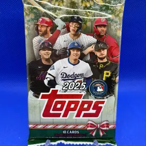 NEW Topps 2025 Baseball Holiday Singles Pack of 10 Cards - Official MLB Trading Cards for Collectors