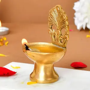 LoveNspire Traditional Elegant Brass Diya Oil Lamps - Small/Large Pooja & Home Use Options, Classic Religious Light, Home Decoration, Ideal Gift for Diwali Weddings
