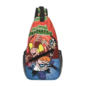 Dexter's Laboratory Sling Bag Full Print Crossbody Chest Pack Water Resistant Sturdy Zipper Lightweight for Daily Carry Travel and Outdoor