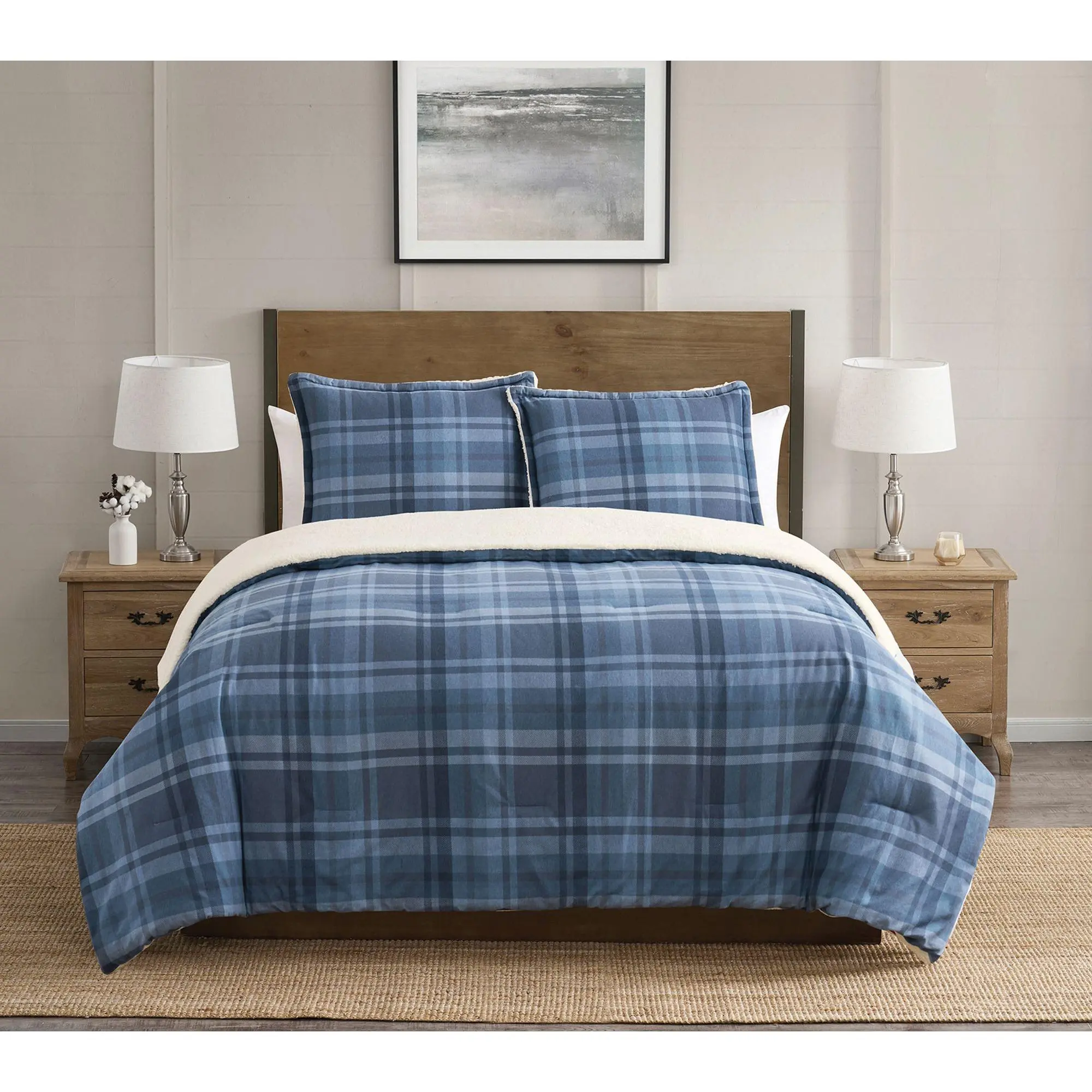 VCNY Home Plaid 3-Piece Brushed Cotton Comforter Set, F/ Q