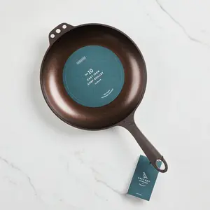 Smithey Ironware 10" Cast Iron Skillet - Polished Frying Pan with Curved Sides - Made in USA