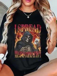 100% Cotton Unisex I Spread Misinformation Funny Hard Skeleton Meme Bootleg T-Shirt