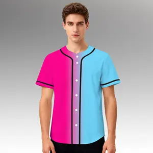 Colorful Gradient Baseball Jersey - Vibrant Ombre Button Up Shirt - Personalized Gift Athletic Tee for Sports Fans