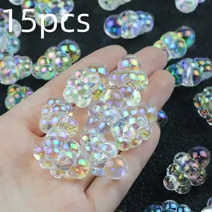 15pcs Colorful Transparent Bubble Cloud Beads, Ideal for Bracelets, Earrings, Jewelry, Phone Chains, Spacer & Loose Beads