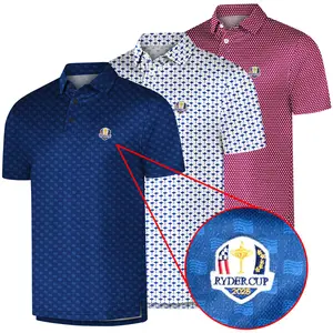 Mens Golf Polo Shirt – Short Sleeve, Moisture Wicking, Athletic Fit with Premium Embroidered Reyder Cup Logo 2025