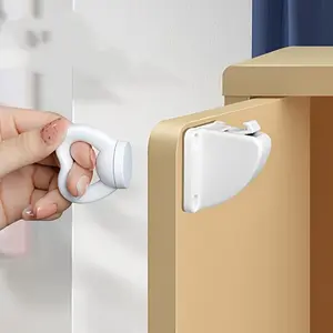 No-Tools Drawer Safety Locks - Multifunctional Magnetic Cabinet Locks with Adhesive, Universal Fit for Home & Kitchen, Paint-Finished Plastic