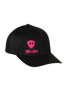 Till I Die® Logo // Classic Trucker Hat // Black + Pink