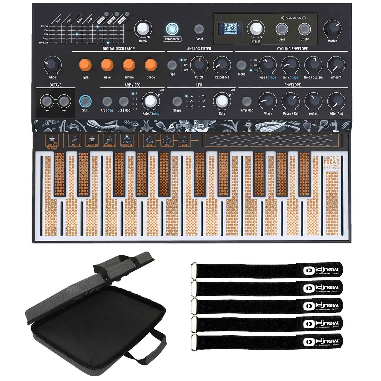 Arturia MicroFreak Hybrid Synthesizer with Padded Shell Utility Carry Case Package
