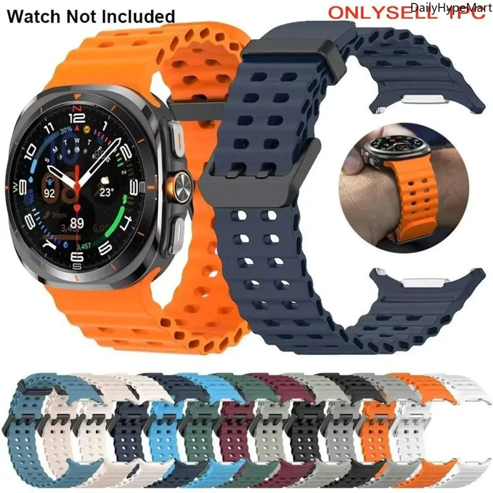 Durable Silicone Sport Watch Strap - 9 Orange Adjustable Replacement Band for Samsung Galaxy Watch 7/Ultra, Fashion Smartwatch Accessories, Watch Straps