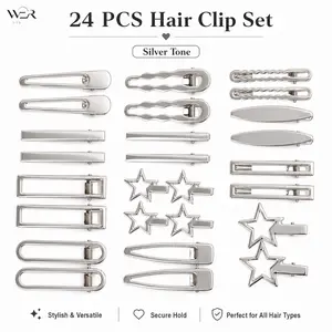 Hair Clip Set Metal Hair Clips Star Hair Clips Snap Clips Barrettes Silver Tone Hair Accessories for Women Girls Everyday Use Gift