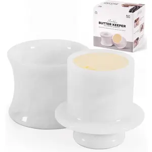 Marble Butter Keeper With Lid 4 Inch White Handmade Stone Butter Dish for Kitchen Counter Decor -  Butter Crock and Butter Container - Spreadable Butter Holder for Countertop Storage