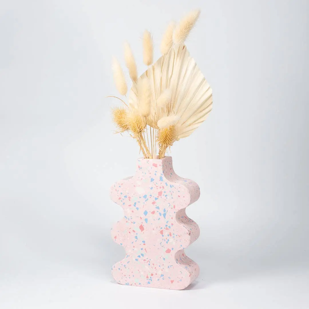Concrete Terrazzo Squiggle Vase