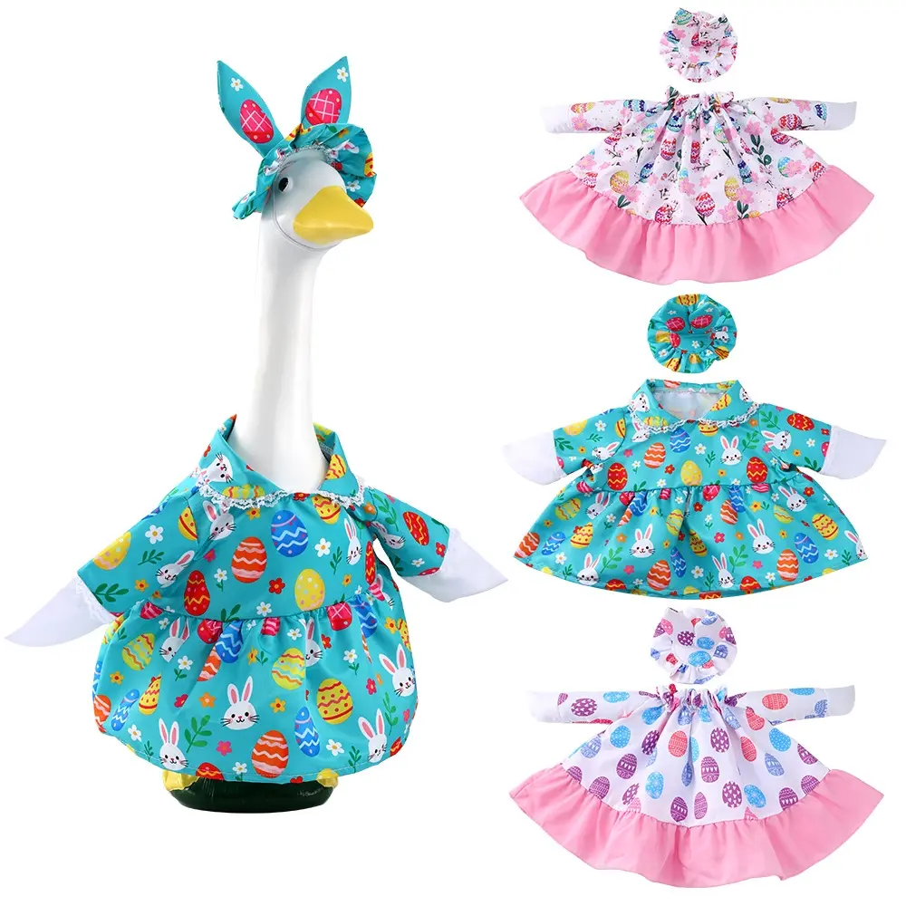 Easter Porch Goose Clothes Egg Rabbit Print, Holiday Decoration for 23 ...