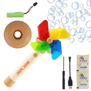 Windmill Bubble Machine for Kids, Automatic Flower Bubble Toy with Colorful Lighting for Toddlers Fun Swing Dance Bubble Maker Blower Blaster Outdoor Toys