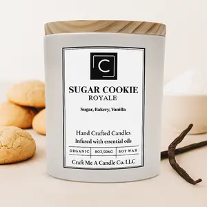 Sugar Cookie Royale Candle | Sugar, Bakery & Vanilla Candle | 8oz Round Jar Candle | Organic Soy Wax Candle | Essential Oil Candle